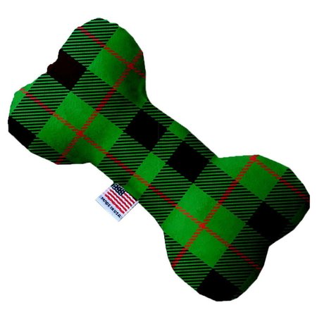 MIRAGE PET PRODUCTS Green Plaid Canvas Bone Dog Toy 8 in. 1305-CTYBN8